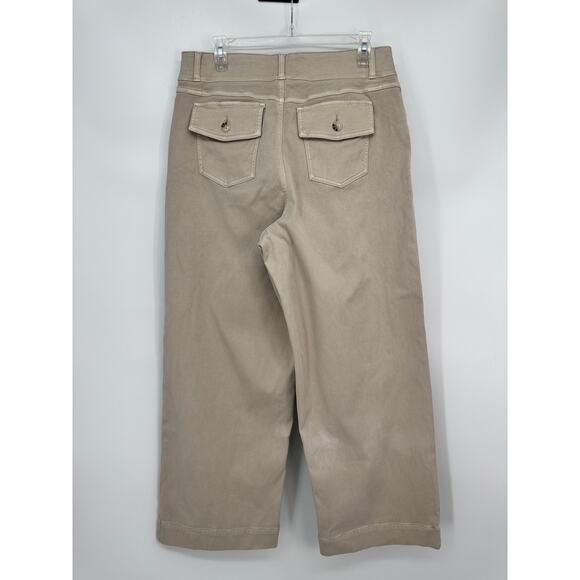 Spanx Women's 1X Stretch Twill Cropped Wide leg Smoke Khaki - Picture 3 of 9